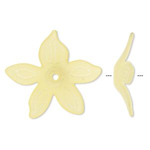 Component, acrylic, frosted yellow, 25x5mm flower. Sold per pkg of 50.