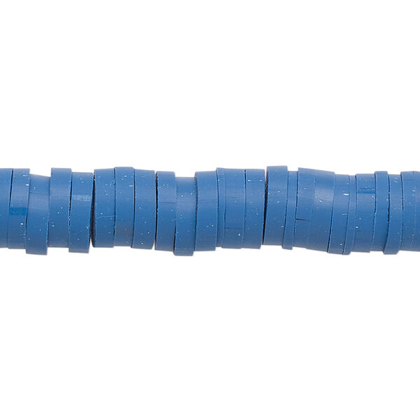 Bead, polymer clay, opaque dark blue, 8x2mm heishi. Sold per pkg of (2) 15-1/2" to 16" strands. image number 0