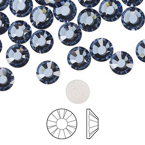 Flat back 12pk denim blue foil back, Preciosa MAXIMA Czech crystal hotfix rhinestone 7.069-7.272mm chaton rose round SS34