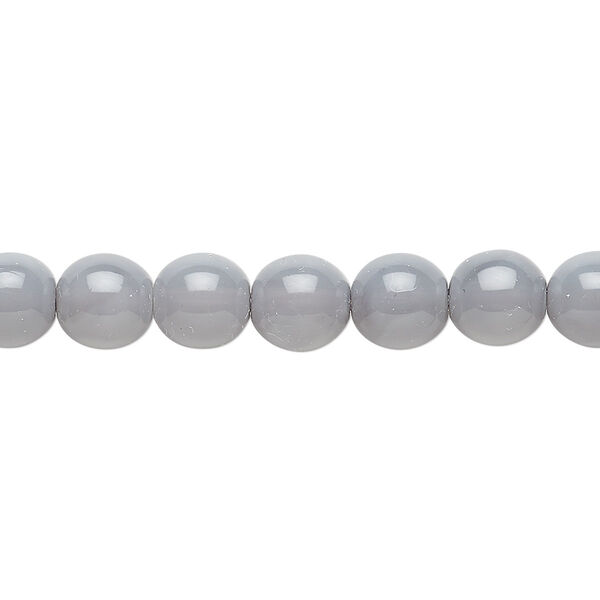 Bead, Czech dipped décor glass druk, blue grey, 8mm round. Sold per 15-1/2" to 16" strand. image number 0