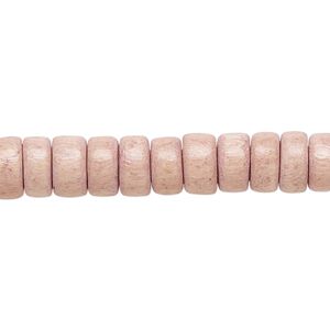 Bead, Taiwanese cheesewood (dyed / waxed), light mauve, 8x4mm rondelle. Sold per pkg of (2) 15" to 16" strands.