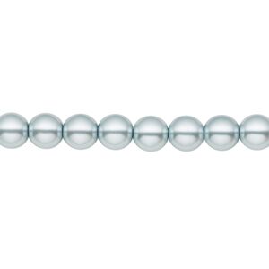 Bead, Czech pearl-coated glass druk, opaque light blue, 6mm round. Sold per 15-1/2" to 16" strand.