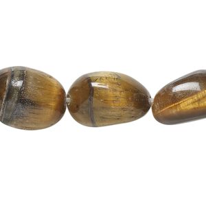 Tigereye 1pkg1, tumbled nugget bead natural 15.5-16 inch medium