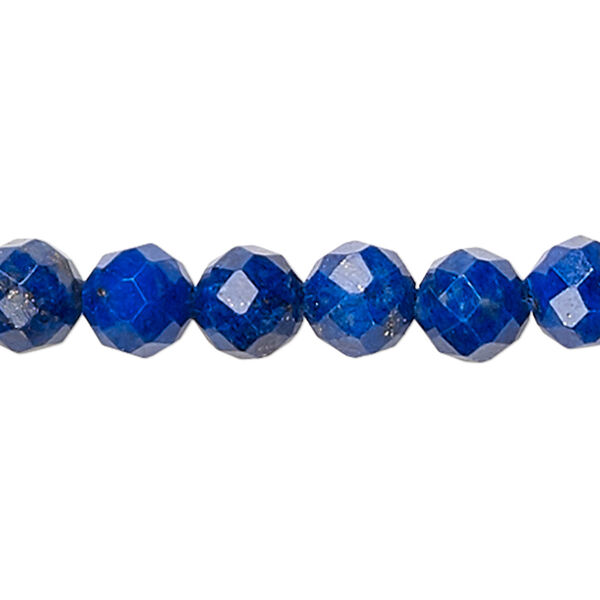 Bead, lapis lazuli (natural), 4mm faceted round, A- grade, Mohs hardness 5 to 6. Sold per 15-1/2" to 16" strand. image number 0