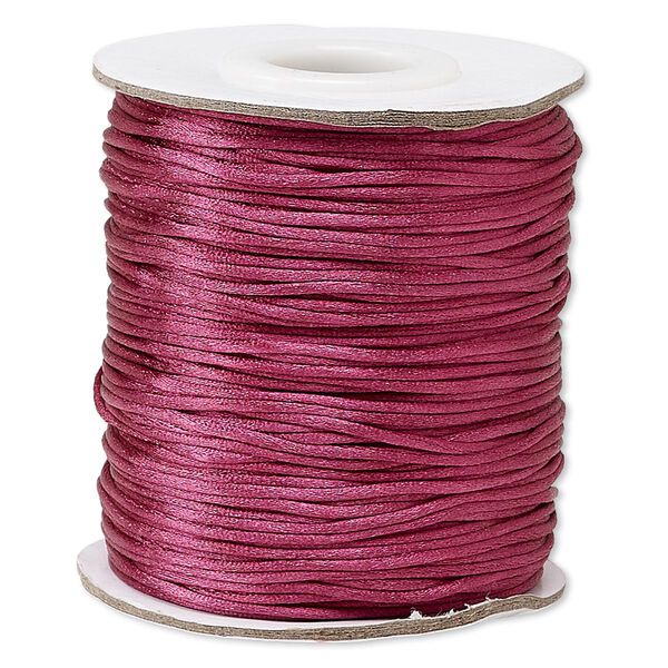 Cord, Satinique™, satin, dark rose, 1mm mini. Sold per 200-foot spool. image number 0