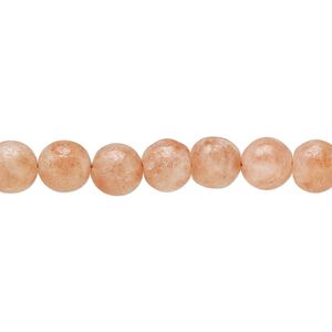 Sunstone 1pkg1, hand-cut round bead natural 14 inch 5-7mm