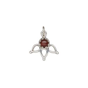 Garnet / sterling silver 1pkg1, antiqued drop natural 14.5x12.5mm