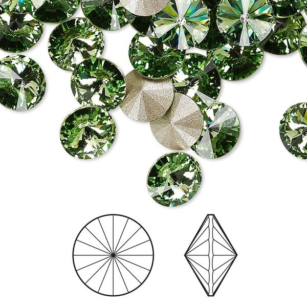 Chaton 144pk peridot foil back, Swarovski® 8.16-8.41mm rivoli SS39 1122 image number 0
