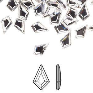 Flat back 6pk crystal foil back, Crystal Passions® 8.6x5.6mm kite 2771