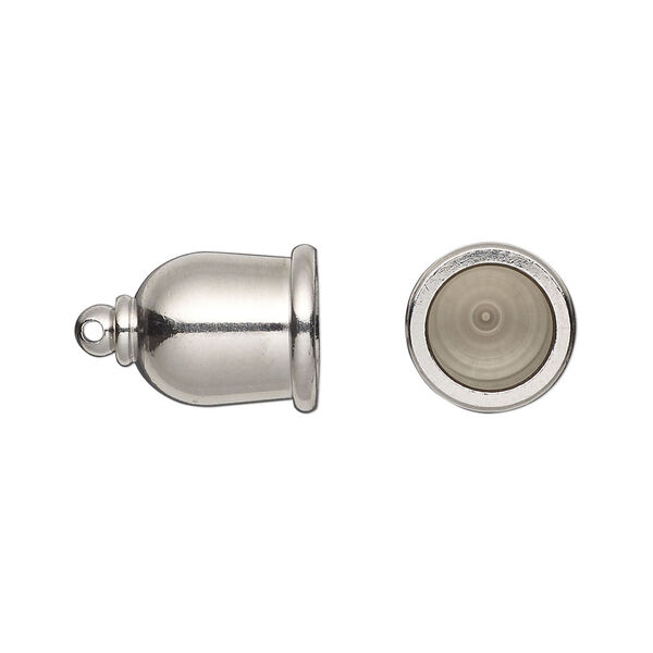 Cord end, TierraCast®, "Maker's" collection, glue-in, white bronze-plated brass, 16x11.5mm taj. Sold per pkg of 2. image number 0
