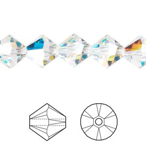 Bead 4pk crystal AB, Crystal Passions® 10mm bicone 5328