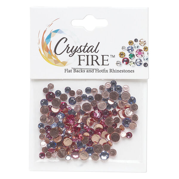 Flat back mix 1pkg144 rose and lavender, Crystal FIRE&reg;, 3-4.80mm hotfix round SS12 / SS16 / SS20 image number 0