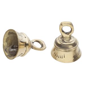 Bell, brass, 1-1/2 inch bell with scalloped design and clapper. Sold per pkg of 2.