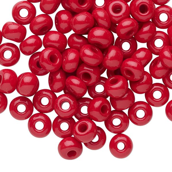Seed bead, Preciosa Ornela Czech glass, pkg/500g, #2 rocaille, opaque ruby red, (93210). image number 0