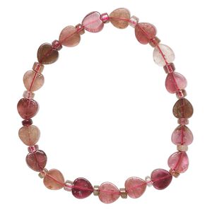 Multi-tourmaline 1pkg1, heart stretch bracelet natural 6.5 inch 8mm wide / 6-8mm