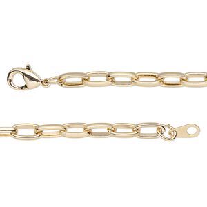 Chain 1pkg1 paperclip, 4mm / lobster claw clasp, gold-finished steel 16 inch