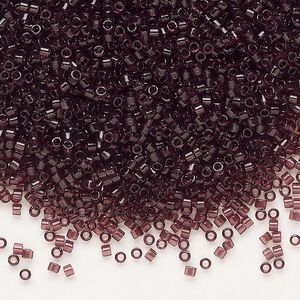Seed bead, Delica®, glass, pkg/250g, #11 round, transparent dark smoky amethyst (DB-1104).