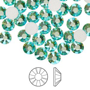 Flat back 24pk Caribbean Sea AB foil back, Preciosa MAXIMA Czech crystal hotfix rhinestone 6.3-6.5mm chaton rose round SS30