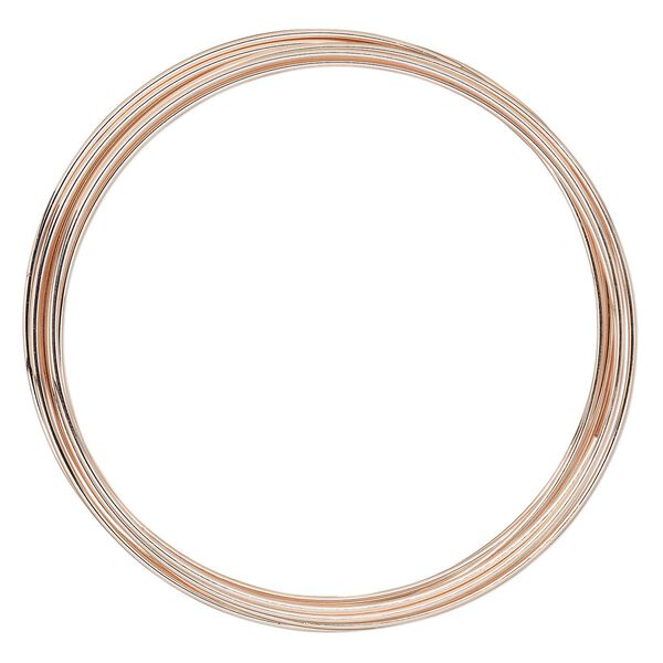 Memory wire, Beadalon®, rose gold-plated carbon steel, 2.25-2.63 inch round bracelet, 1mm thick extra heavy duty. Sold per 0.5-ounce pkg, approximately 9 loops. image number 0