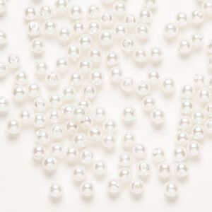 Bead, acrylic pearl, pkg/200, 3mm round, white.