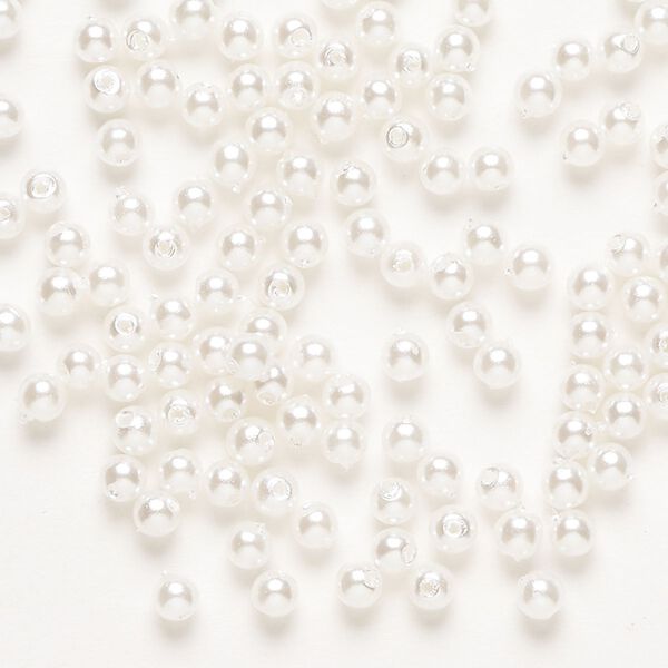 Bead, acrylic pearl, pkg/200, 3mm round, white. image number 0