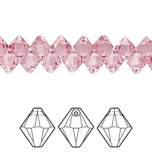 Drop 360pk light rose, Swarovski® 6mm pendant bicone 6328