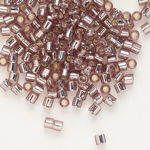 Seed bead, Delica®, glass, pkg/50g, #8 round, transparent silver-lined smoky amethyst (DBL-0146).