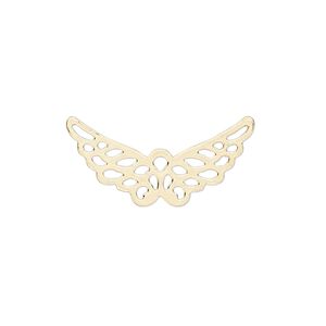 Charm, gold-finished steel, 25x12mm wing with cutout. Sold per pkg of 10.