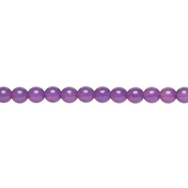 Bead, Czech dipped décor glass druk, opaque grape, 4mm round. Sold per 15-1/2" to 16" strand. image number 0