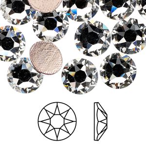 Flat back 12pk crystal foil back, Crystal Passions® hotfix rhinestone 10.912-11.304mm rose round SS48 2078HF