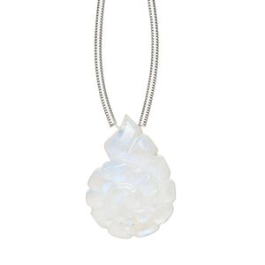 Rainbow moonstone 1pkg1, hand-cut top-drilled 2-sided carved nautilus bead natural 20x15mm