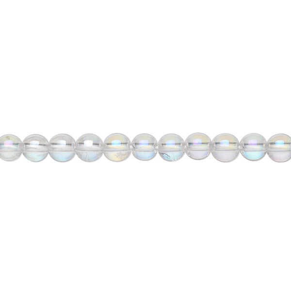 Bead, quartz crystal (coated), AB, 4mm round, B grade, Mohs hardness 7. Sold per 15-1/2" to 16" strand. image number 0
