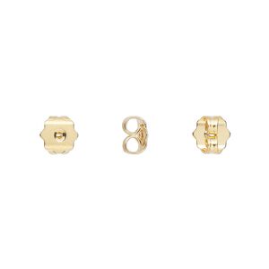 Earnut 1pkg20 gold-plated, 6x6mm star, brass 10 pair
