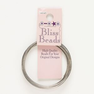 Memory wire, silver-finished steel, 1-3/4" bracelet, 0.6-0.75mm thick. Sold per 20-loop pkg.