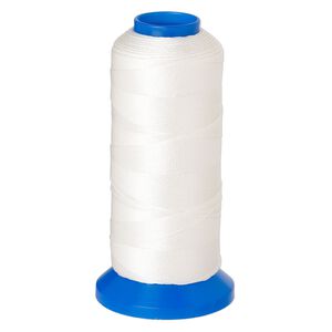 Cord, Griffin, nylon, white, 0.5mm, 24.9-pound test. Sold per 400-meter spool.