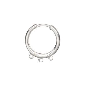 Earring hoop 1pkg2 sterling silver, 18mm hinged / 3 closed loop / round tube, 1 pair