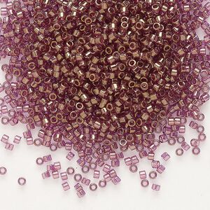 Seed bead, Delica®, glass, pkg/50g, #11 round, translucent gold luster amethyst (DB-0108).