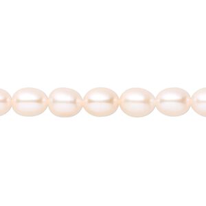 Pearl, White Lotus™, cultured freshwater, peach, 6-6.5mm rice, B grade, Mohs hardness 2-1/2 to 4. Sold per 16-inch strand.