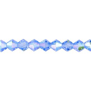 Bead 1pk transparent light blue AB, Celestial Crystal® 6mm bicone 15.5-16 inch