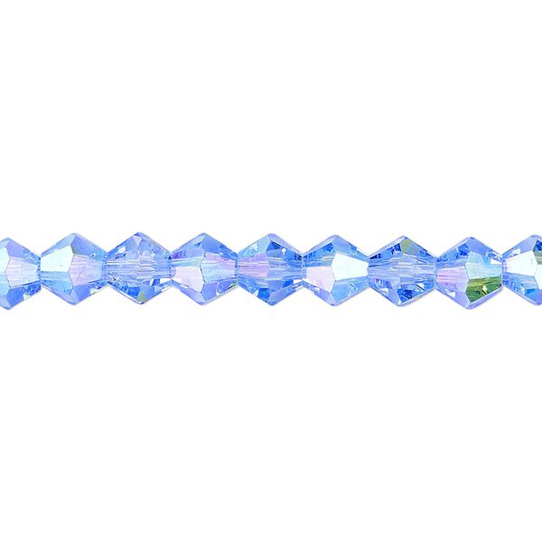 Bead 1pk transparent light blue AB, Celestial Crystal® 6mm bicone 15.5-16 inch image number 0