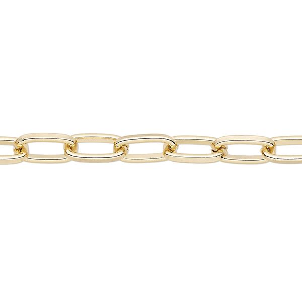 Chain 1pkg1 cable, 4mm long, gold-finished steel 50 foot unfinished image number 0