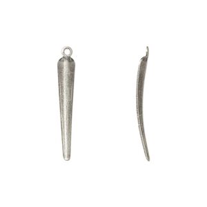 Drop, antique silver-plated brass, 22x3mm smooth curved drop. Sold per pkg of 100.