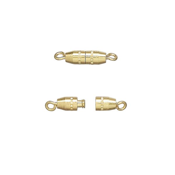 Clasp, torpedo, gold-plated brass, 10x3mm oval. Sold per pkg of 10. image number 0