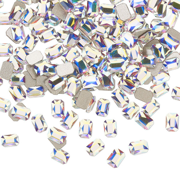 Flat back 720pk crystal AB foil back, Swarovski® 3.7x2.5mm emerald jewel 2602 image number 0