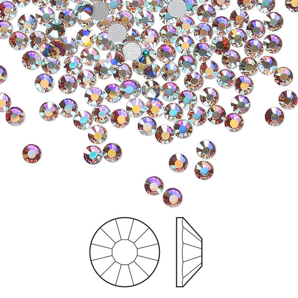 Flat back 1440pk crystal AB foil back, Preciosa Viva 12® Czech crystal rhinestone 2.7-2.9mm chaton rose round SS10 image number 0