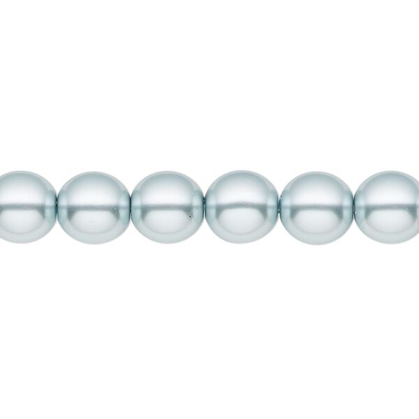 Bead, Czech pearl-coated glass druk, opaque light blue, 8mm round. Sold per 15-1/2" to 16" strand. image number 0