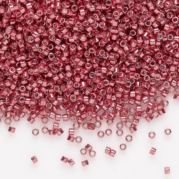 Seed bead, Delica®, glass, pkg/250g, #11 round, opaque galvanized light cranberry (DB-0428). image number 0