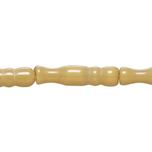 Bead, cat's eye glass (fiber optic glass), tan, 25x5mm-27x7mm bamboo. Sold per 15-inch strand, approximately 15 beads.
