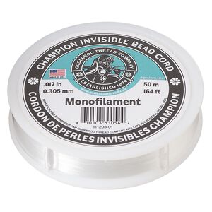Cord, Gudebrod, nylon monofilament, clear, 0.012-inch, 6-pound test. Sold per 50-meter spool.