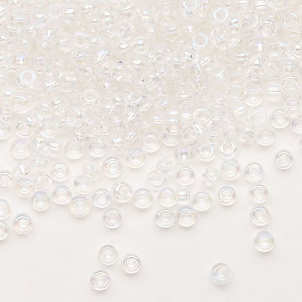 Seed bead, Preciosa Ornela Czech glass, pkg/500g, #8 rocaille, translucent blue iris clear, (58135). image number 0